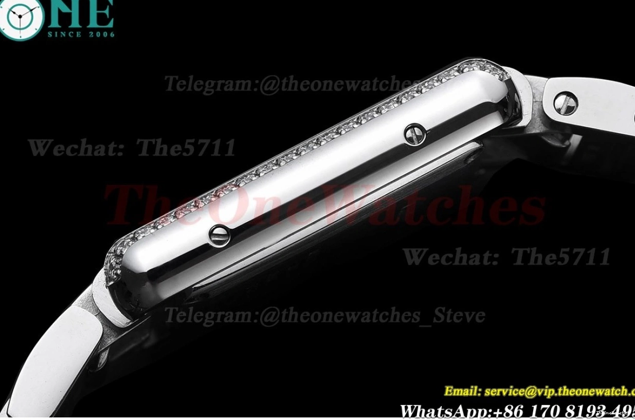 White Bezel Diamond Dial Quartz Must Bracelet K11F On SS Tank Small 0111